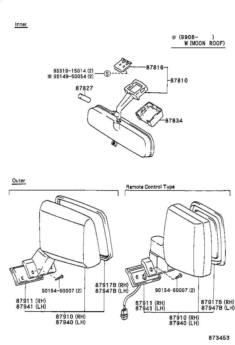 87911-60050 GASKET, OUTER REAR VIEW MIRROR, RH product image