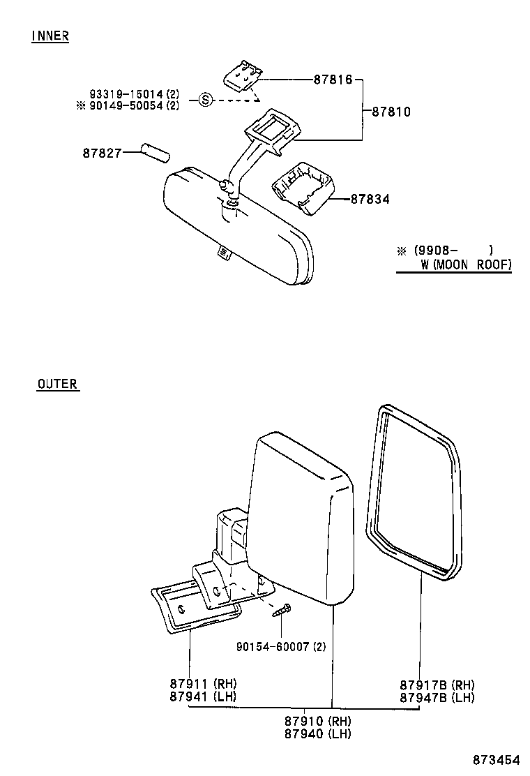 87917-90K01 MIRROR, OUTER REAR VIEW, RH product image