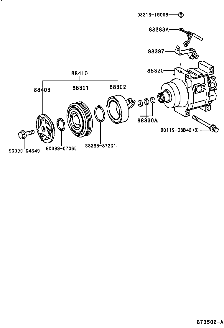 Toyota 88320-52040 COMPRESSOR ASSY, COOLER