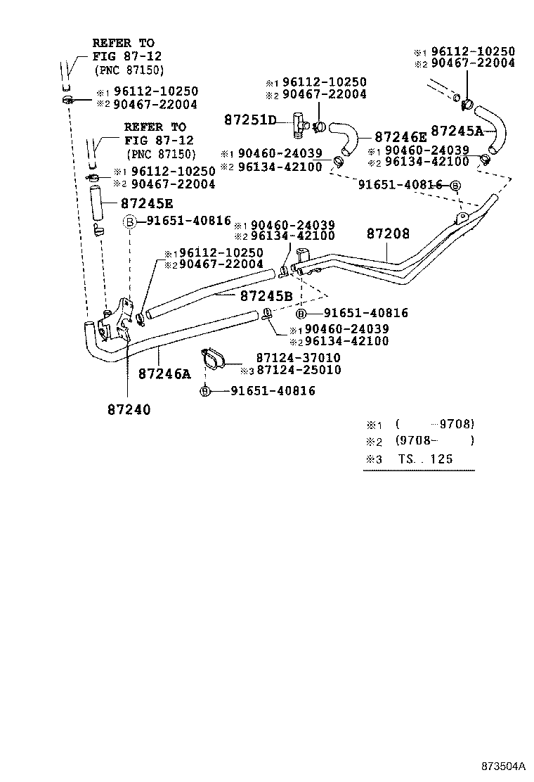 87245-25320 HOSE, REAR HEATER WATER OUTLET, E (TO ENGINE) product image
