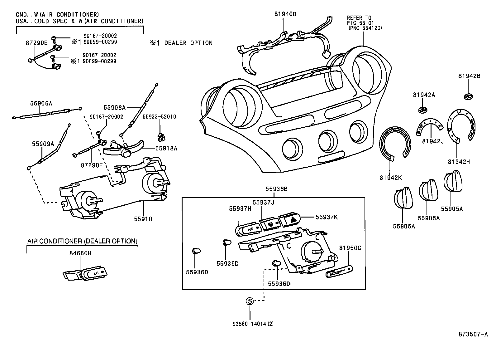 Toyota 55908-52010 CABLE SUB-ASSY, AIR INLET DAMPER CONTROL