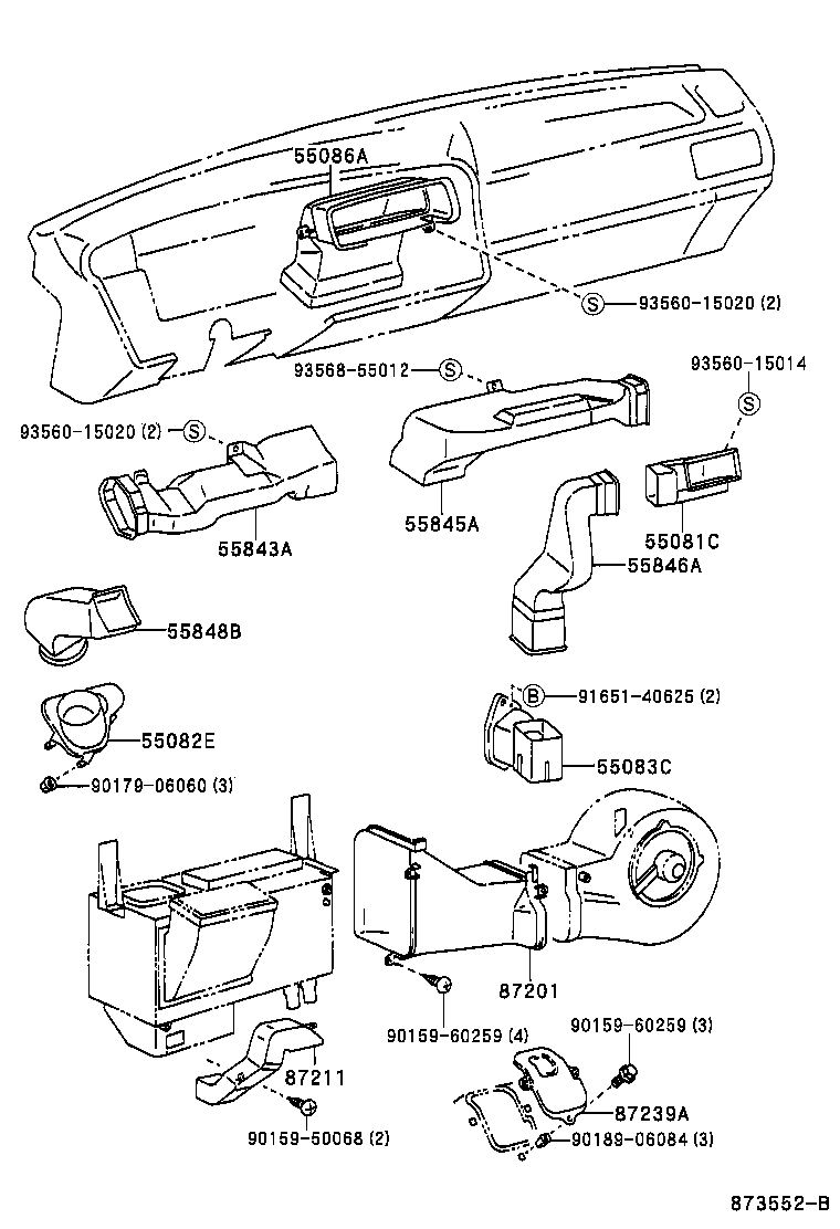 55844-95J05 DUCT, HEATER TO REGISTER, NO.2 product image