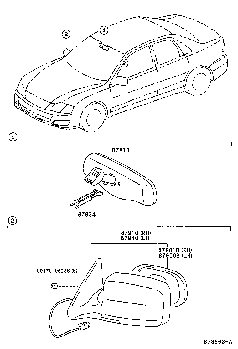 87810-AC030 MIRROR ASSY, INNER REAR VIEW product image