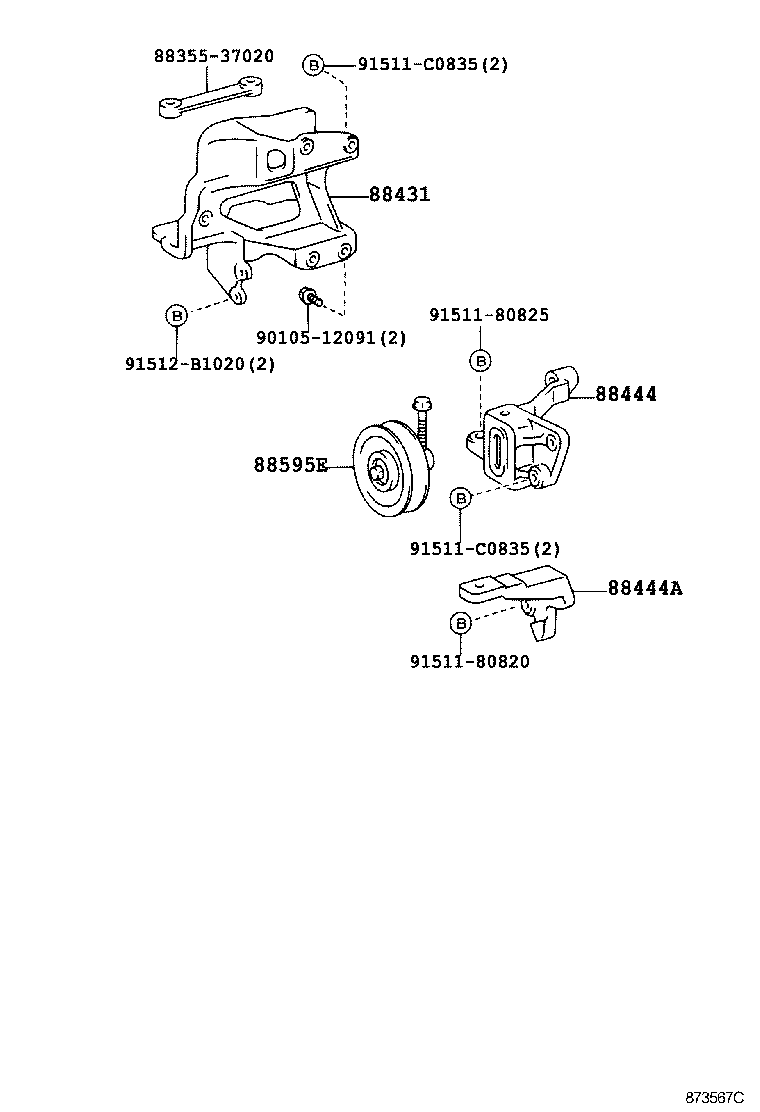 88444-37100 BRACKET, IDLE PULLEY product image