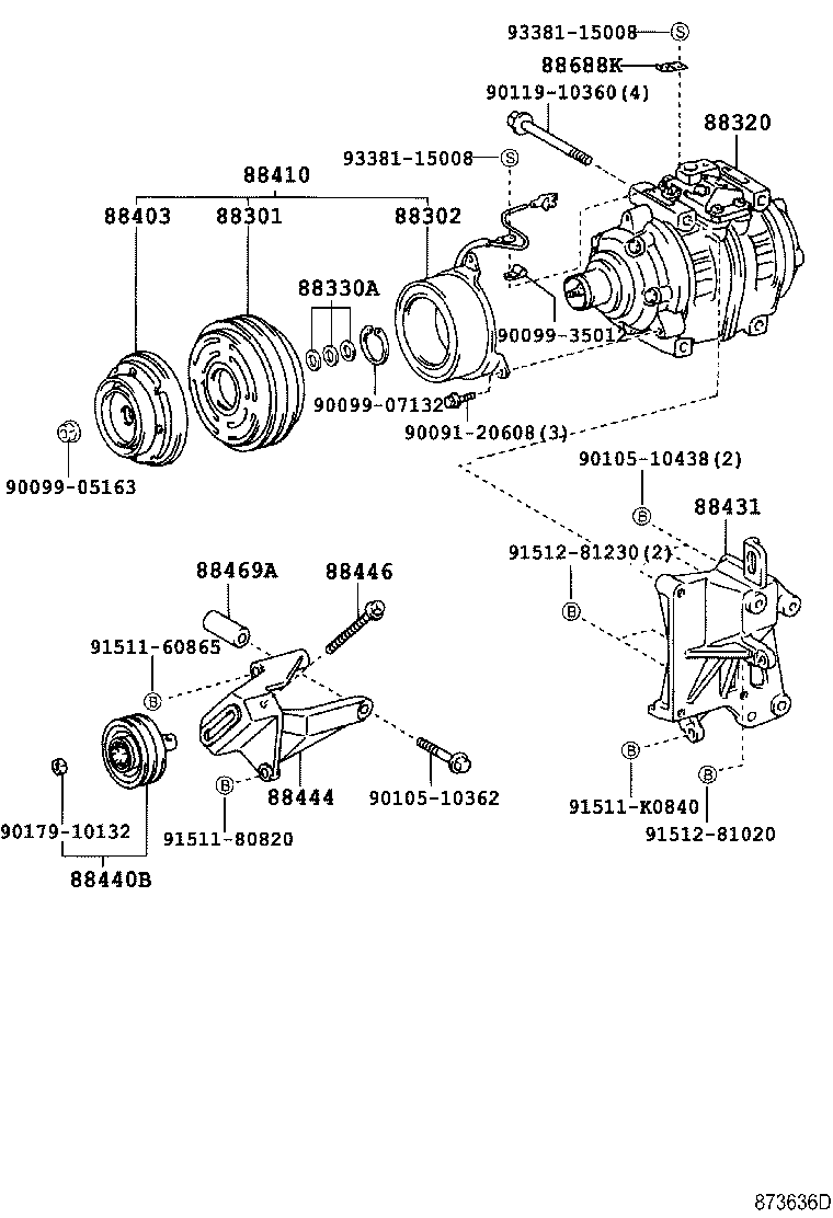 88444-36190 BRACKET, IDLE PULLEY product image