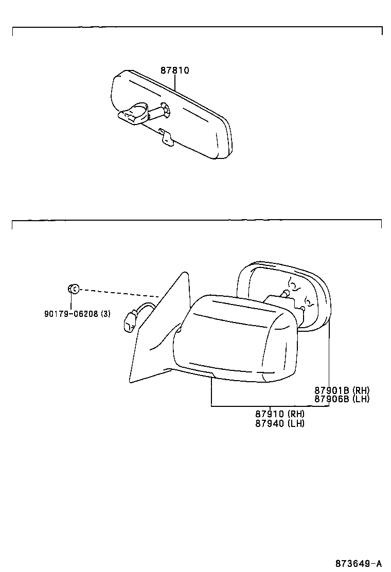 87931-44010 MIRROR SUB-ASSY, OUTER REAR VIEW, RH product image