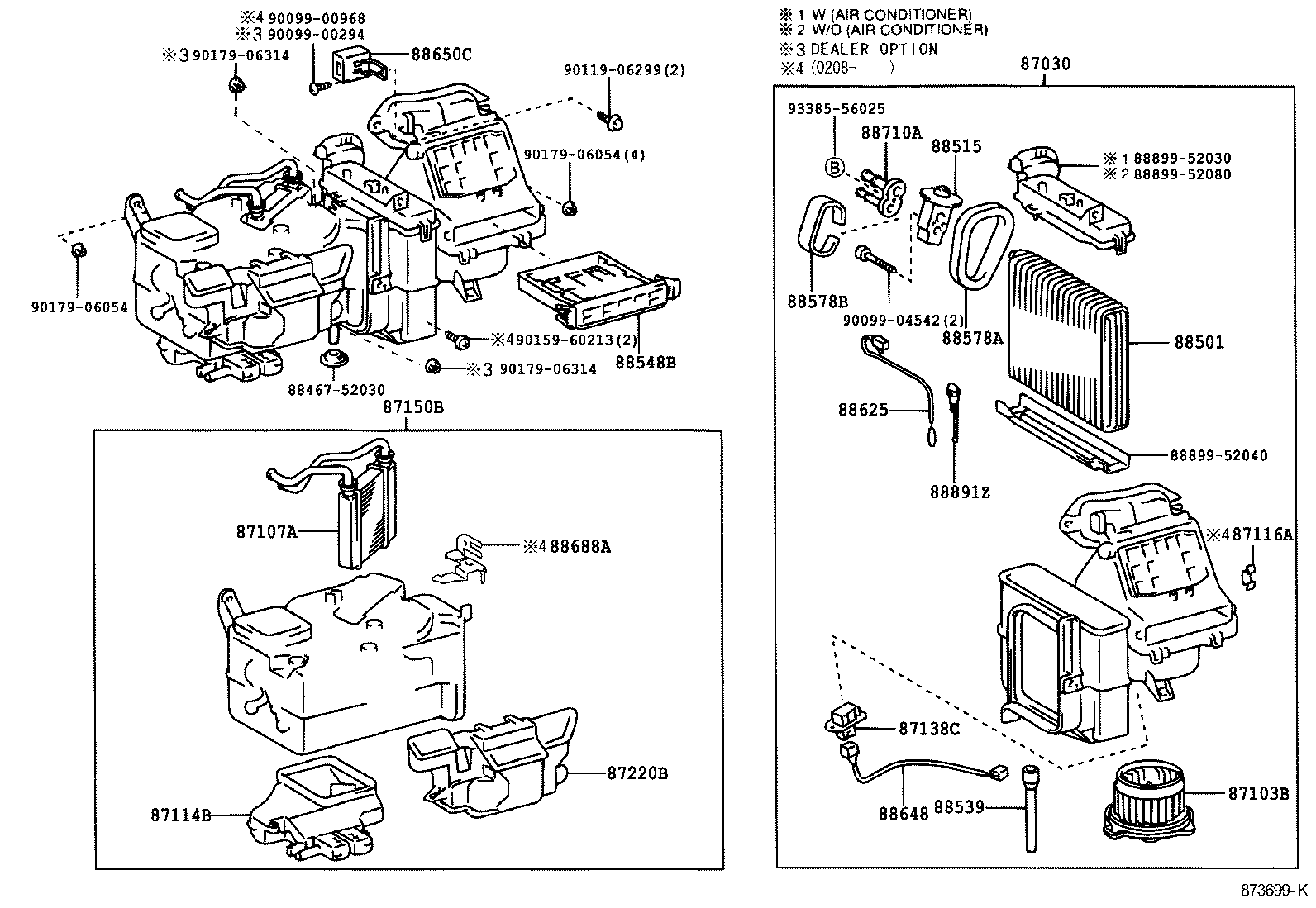 Toyota 88501-52041 EVAPORATOR SUB-ASSY, COOLER, NO.1