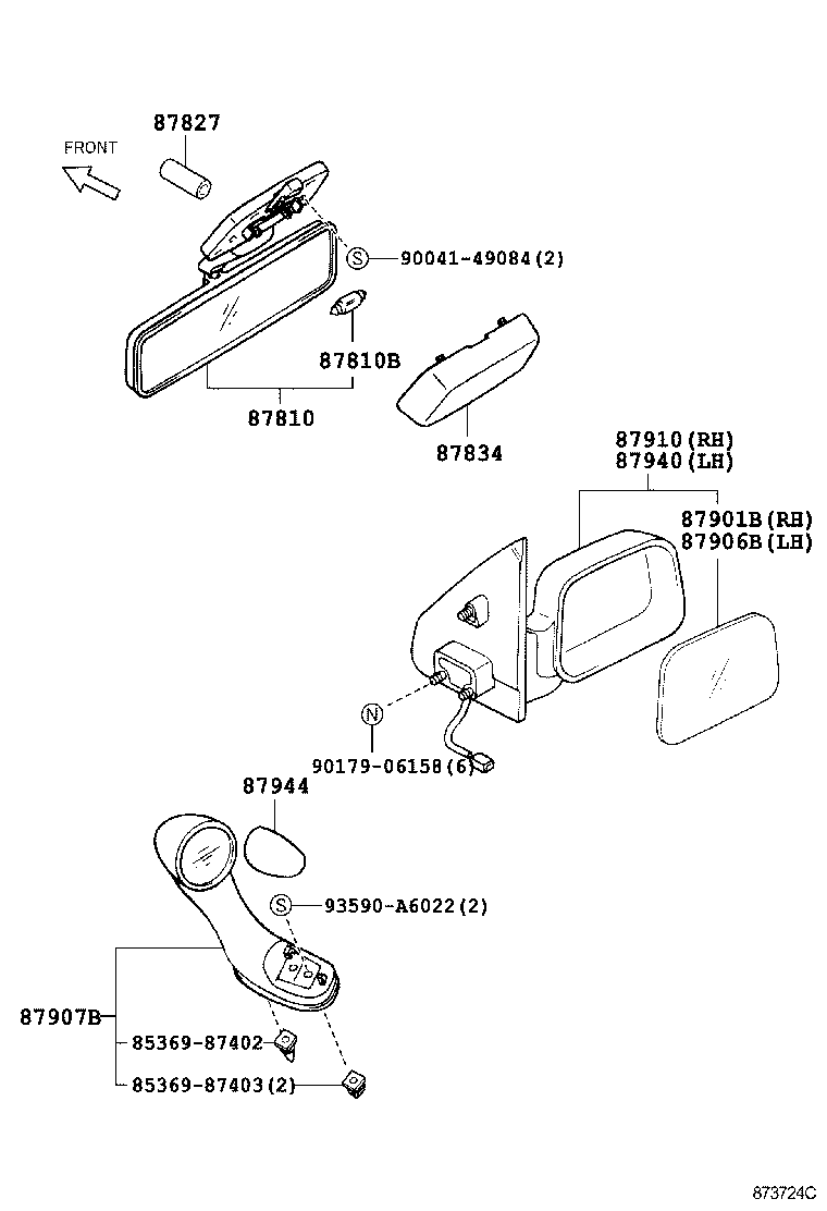 87803-87401 MIRROR ASSY, INNER REAR VIEW product image