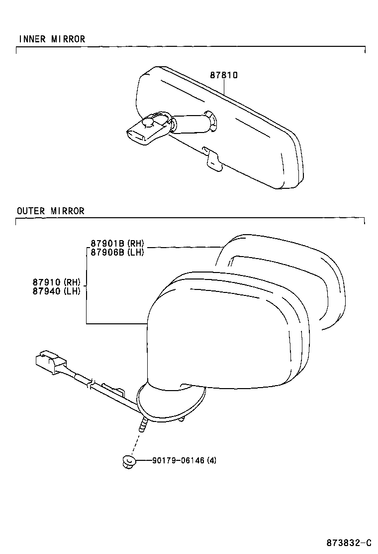 87961-17360 MIRROR SUB-ASSY, OUTER REAR VIEW, LH product image