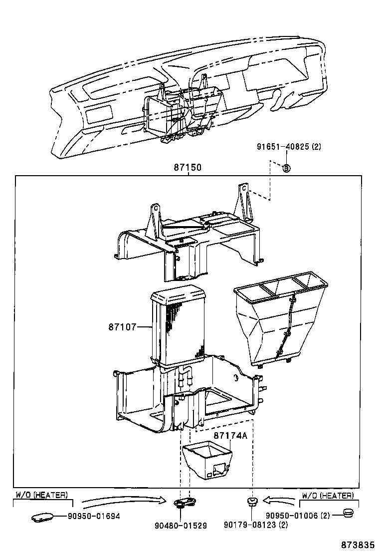 87107-26080 UNIT SUB-ASSY, HEATER RADIATOR product image