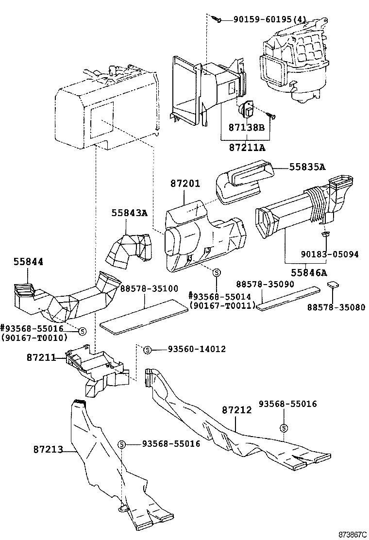 55835-35040 DUCT, HEATER TO REGISTER, CENTER product image