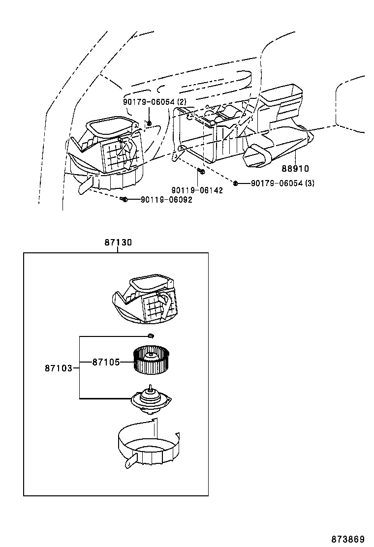 87103-60140 MOTOR SUB-ASSY, HEATER BLOWER, W/FAN product image