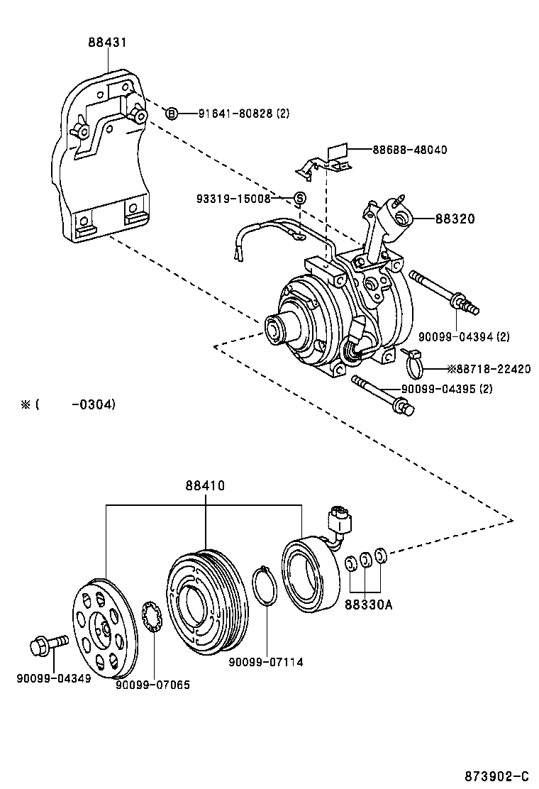 88310-28501 COMPRESSOR ASSY, W/PULLEY product image
