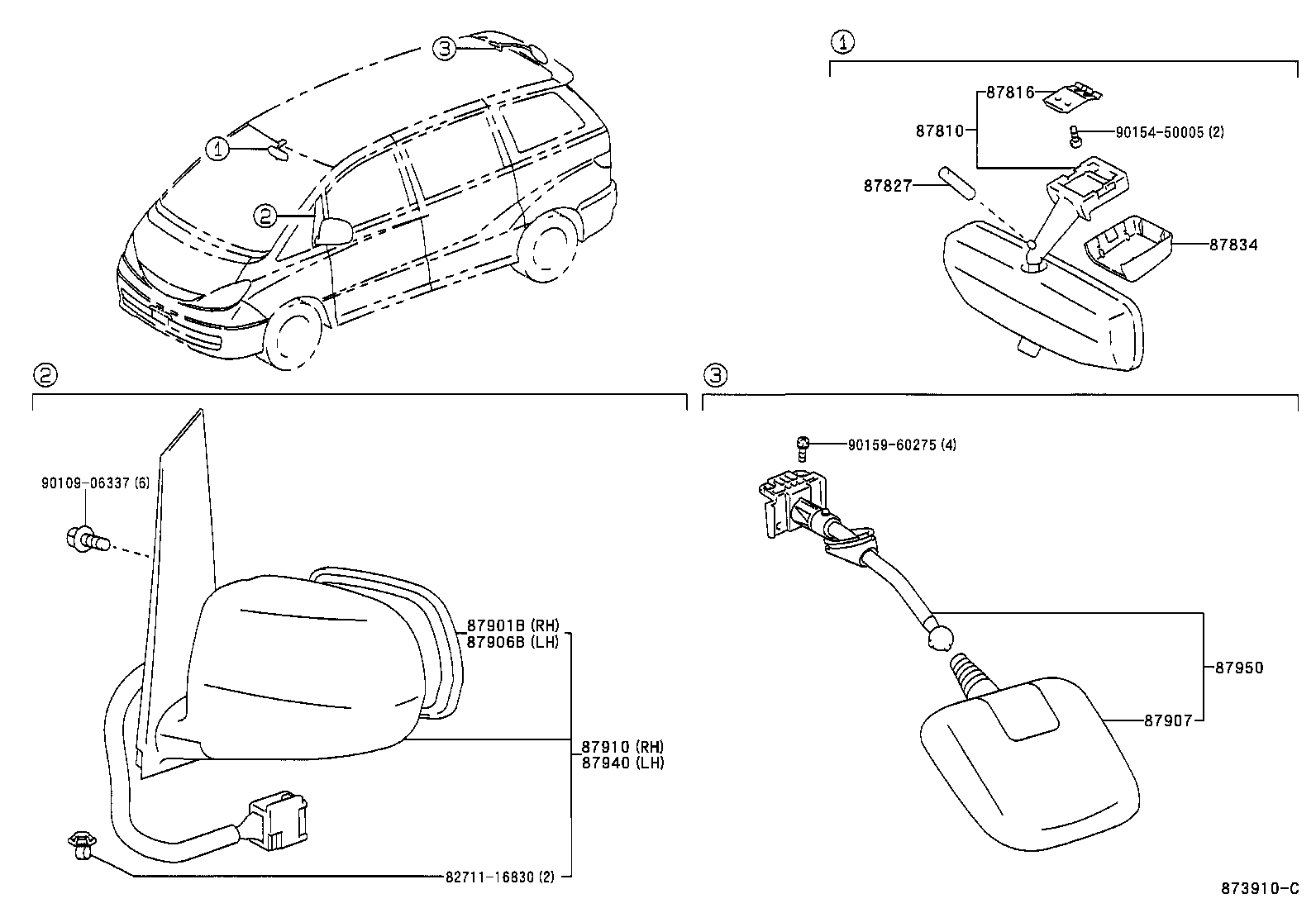 87931-28630 MIRROR SUB-ASSY, OUTER REAR VIEW, RH product image