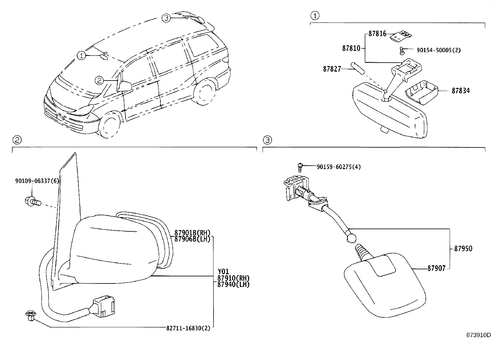 87931-28700 MIRROR SUB-ASSY, OUTER REAR VIEW, RH product image