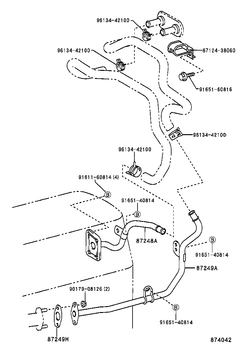 87245-0B140 HOSE, HEATER WATER, OUTLET A product image