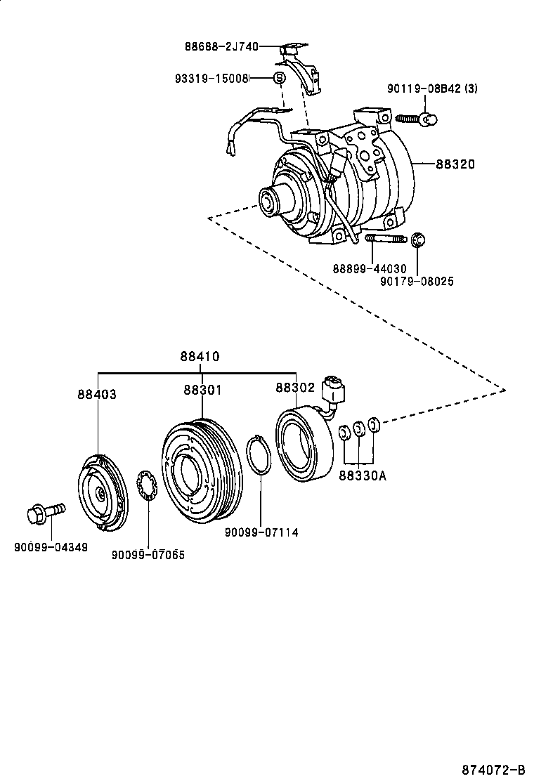 88310-28501 COMPRESSOR ASSY, W/PULLEY product image