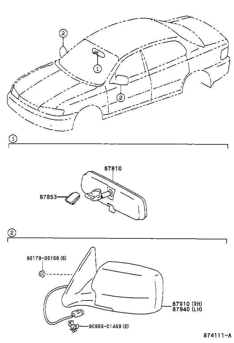 87853-YC010 BASE, INNER REAR VIEW MIRROR product image