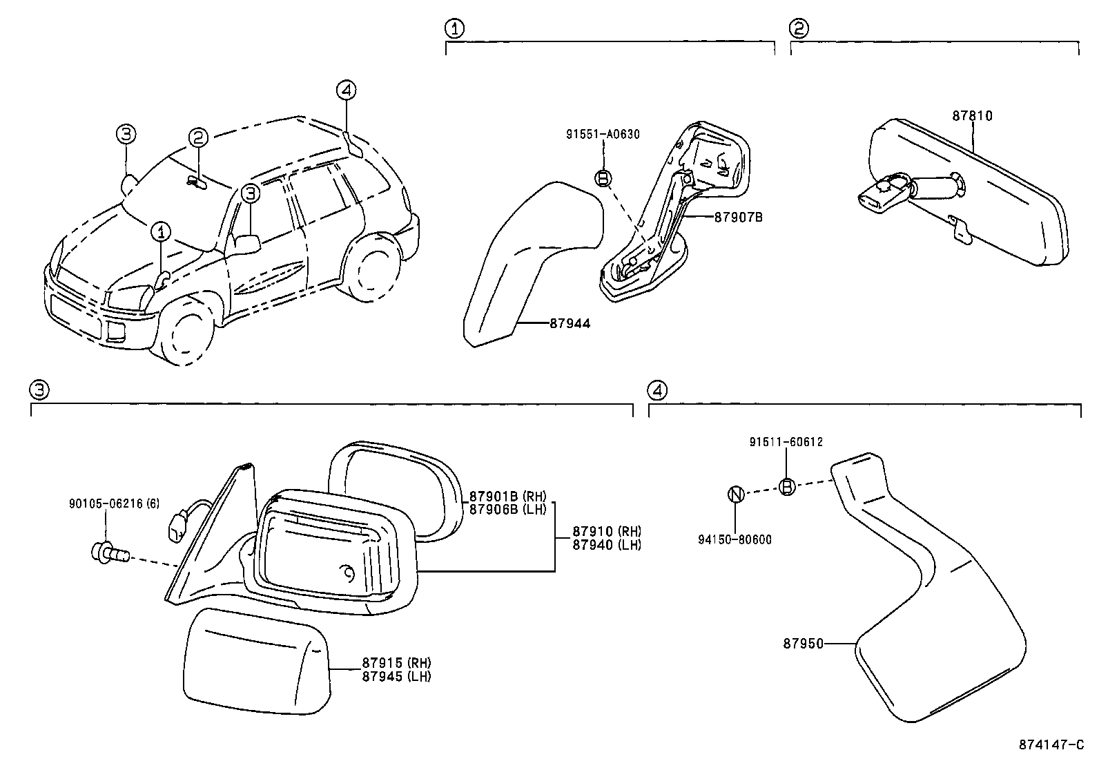 87961-42650 MIRROR SUB-ASSY, OUTER REAR VIEW, LH product image