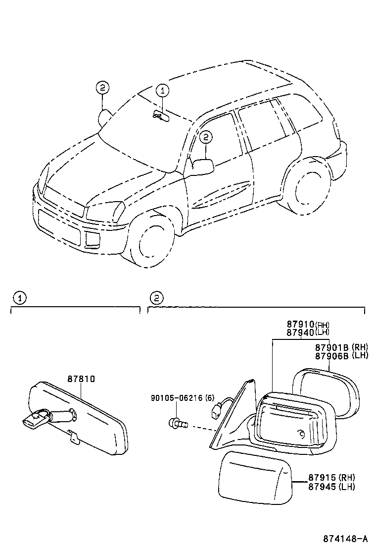 87931-42650 MIRROR SUB-ASSY, OUTER REAR VIEW, RH product image