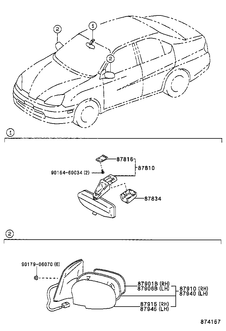 87931-47030 MIRROR SUB-ASSY, OUTER REAR VIEW, RH product image