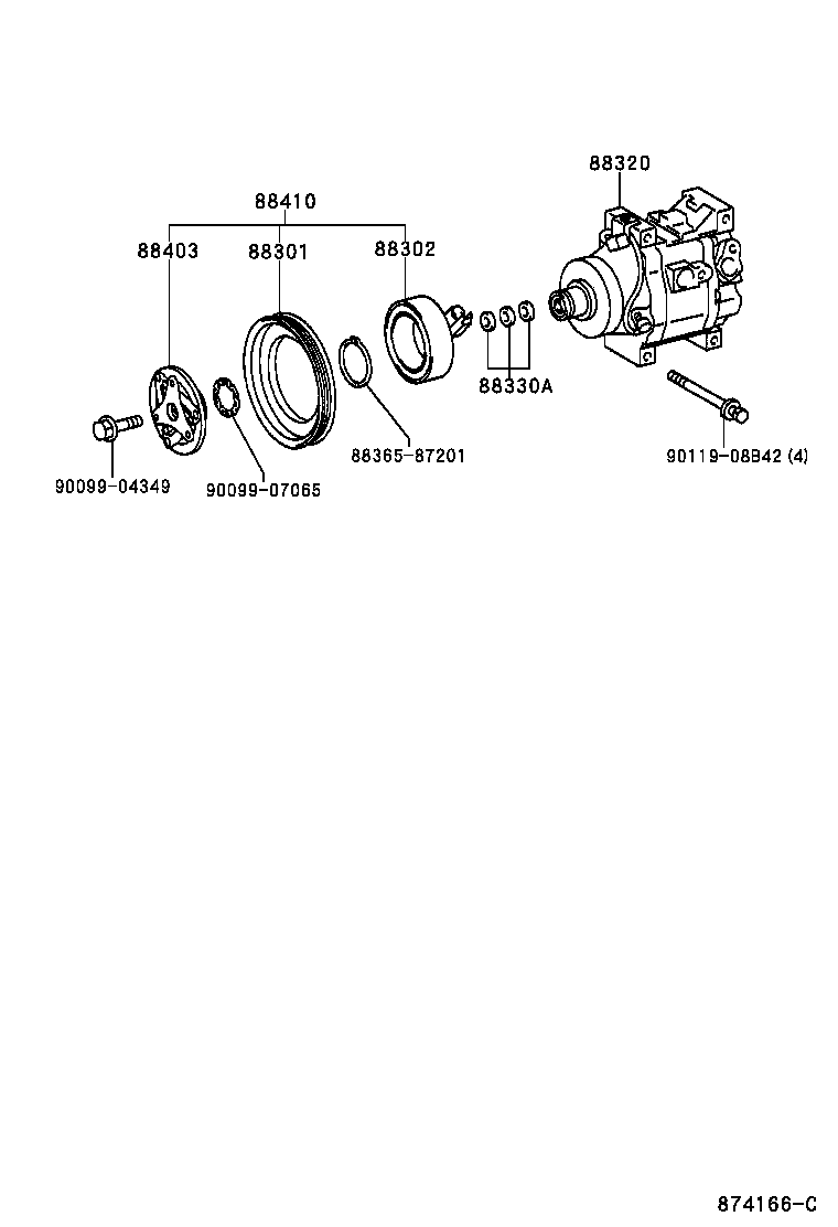 Toyota 88320-47040 COMPRESSOR ASSY, COOLER