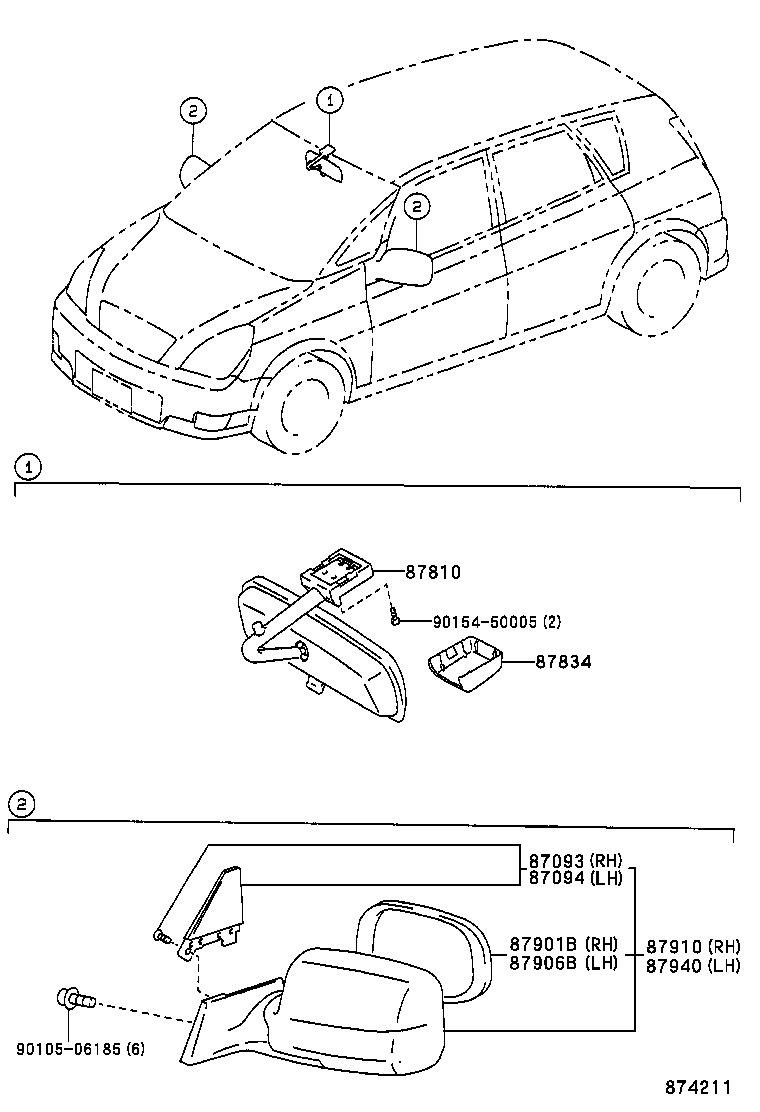 87094-63010 STAY SUB-ASSY, OUTER REAR VIEW MIRROR, UPPER LH product image