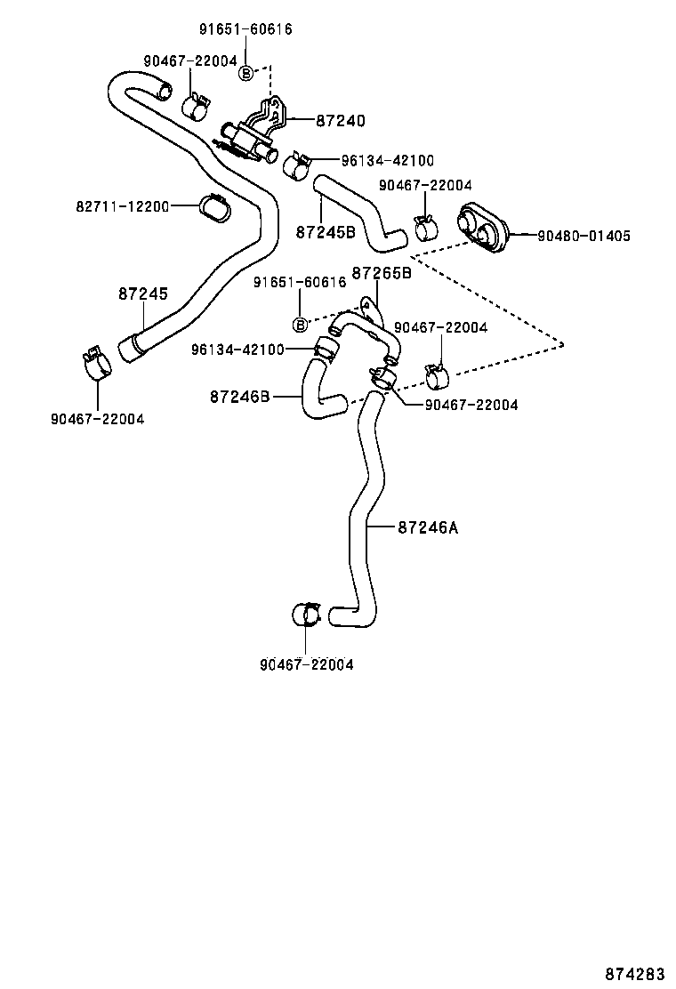 99555-10300 HOSE, REAR HEATER WATER OUTLET, E (TO ENGINE) product image