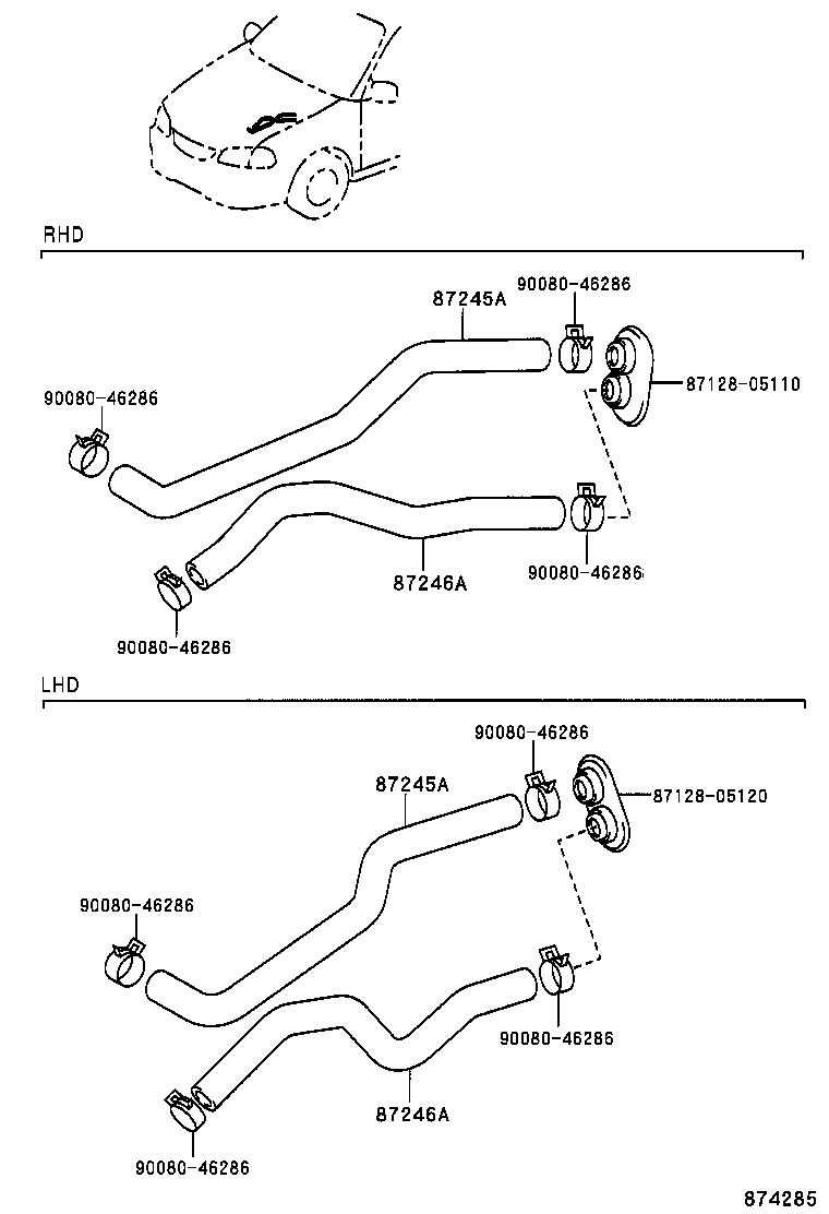 87245-05160 HOSE, HEATER WATER, OUTLET A product image