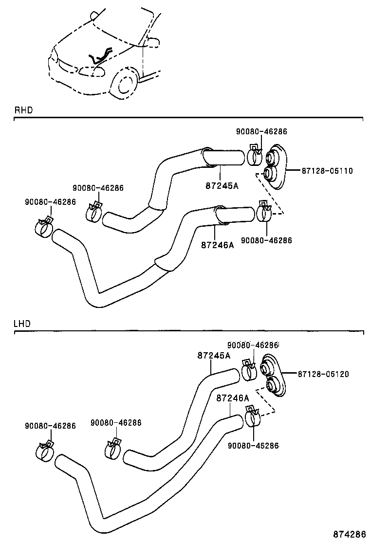 87245-05160 HOSE, HEATER WATER, OUTLET A product image
