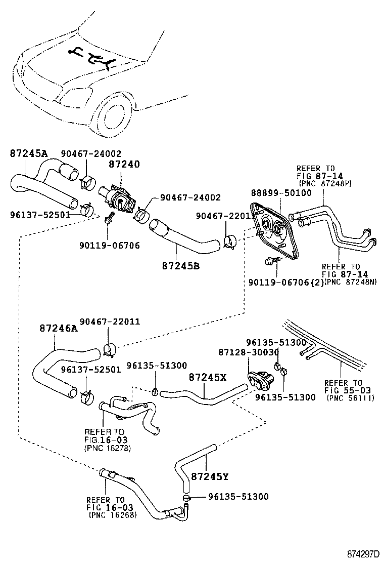Toyota 87245-50340 HOSE, HEATER WATER, INLET A