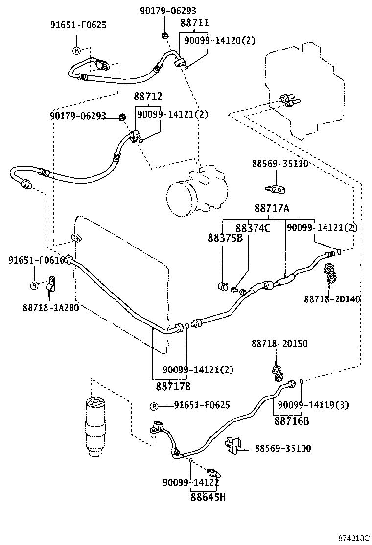 88727-35010 PIPE, COOLER REFRIGERANT SUCTION, B product image