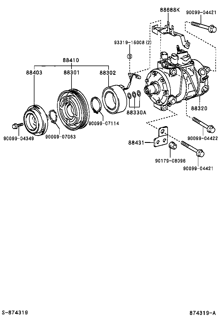 Toyota 88320-50101 COMPRESSOR ASSY, COOLER