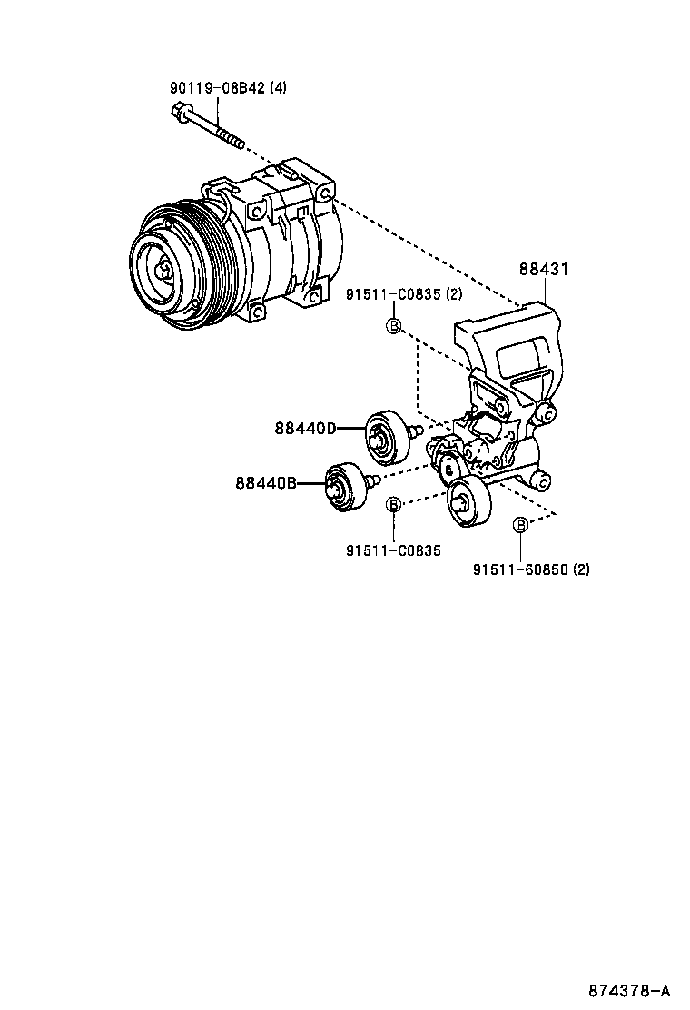 88440-35100 PULLEY ASSY, IDLE NO.2 product image