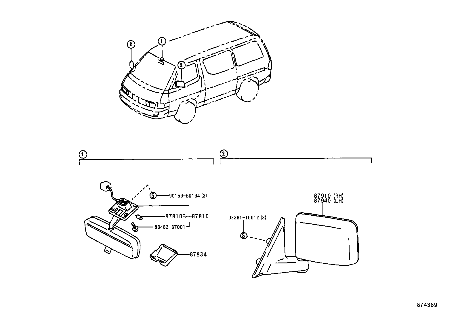 87907-87001 MIRROR SUB-ASSY, OUTER UNDER VIEW product image