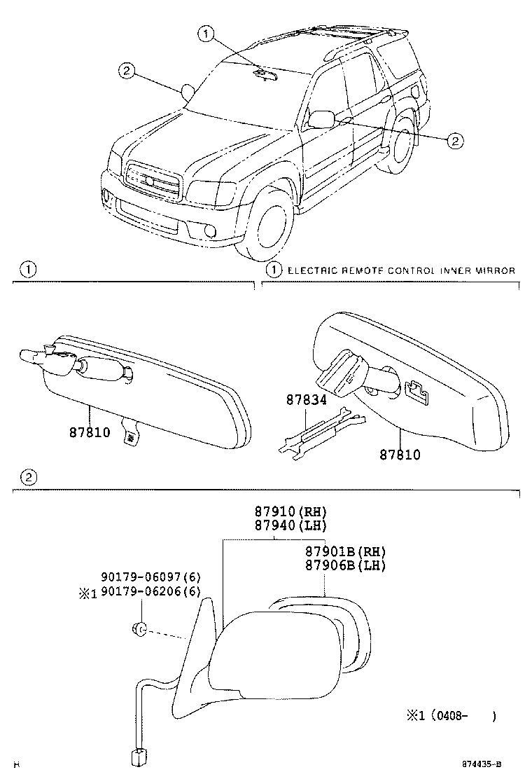 87931-34080 MIRROR SUB-ASSY, OUTER REAR VIEW, RH product image