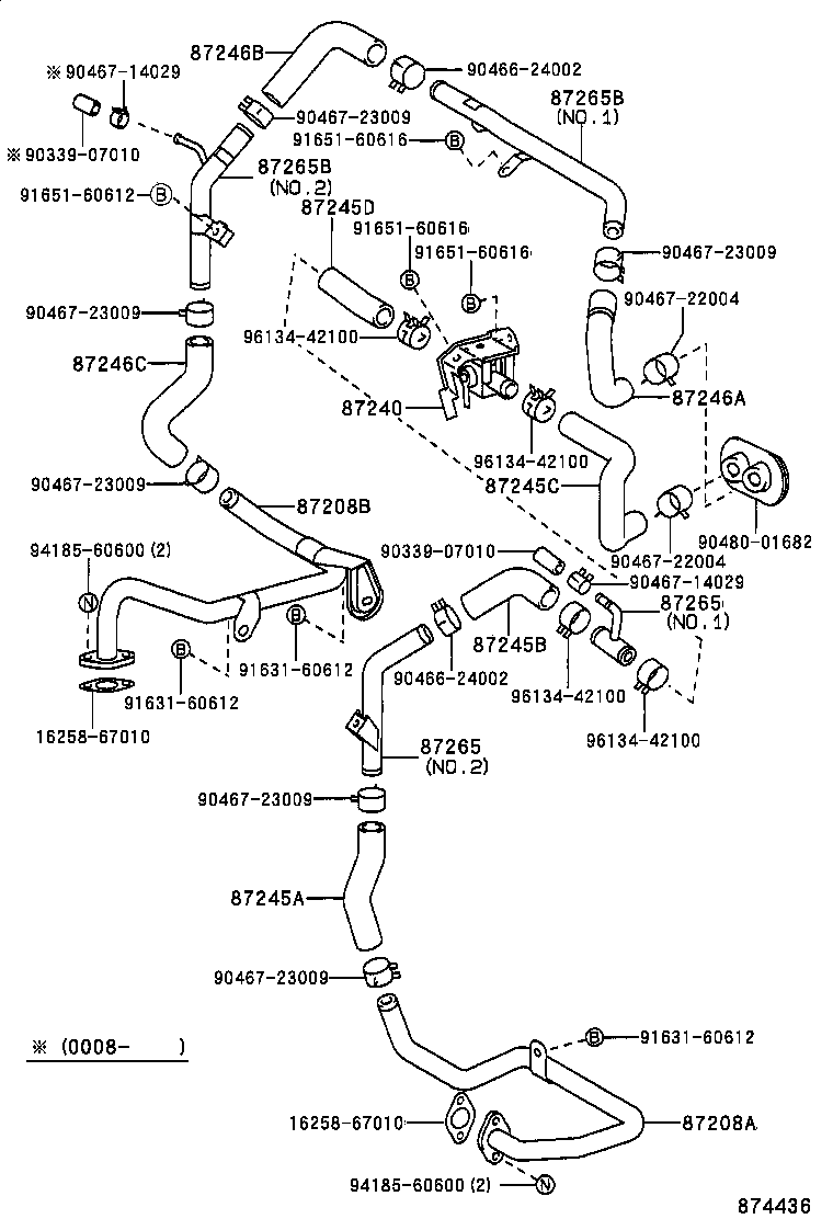 99555-10300 HOSE, REAR HEATER WATER OUTLET, E (TO ENGINE) product image