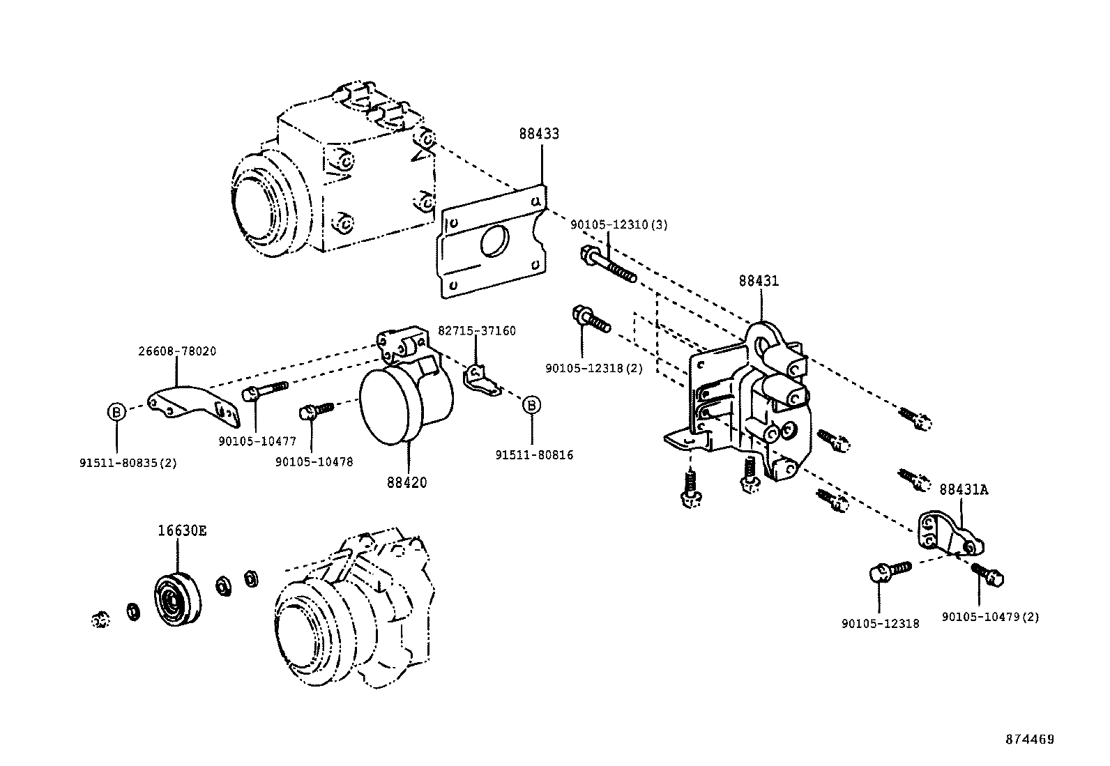 88345-37070 BRACKET, COMPRESSOR MOUNTING, NO.2 product image