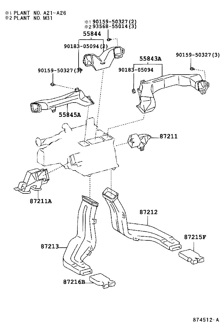 55844-22140 DUCT, HEATER TO REGISTER, NO.2 product image