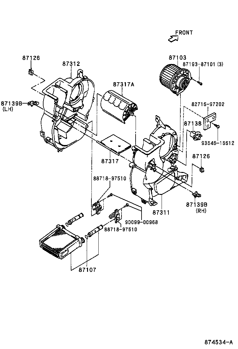 87103-97501 MOTOR SUB-ASSY, HEATER BLOWER, W/FAN product image