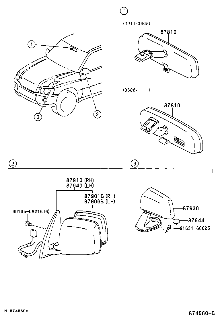 87931-48140 MIRROR SUB-ASSY, OUTER REAR VIEW, RH product image