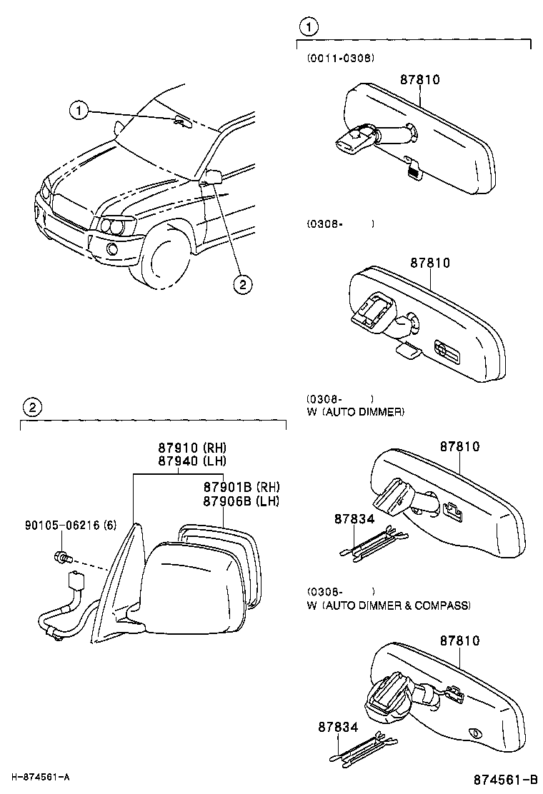 87931-48150 MIRROR SUB-ASSY, OUTER REAR VIEW, RH product image
