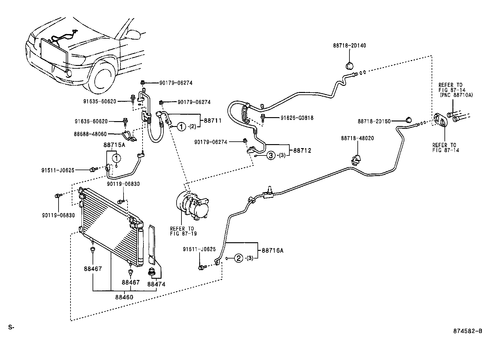 Toyota 88703-48060 HOSE, COOLER REFRIGERANT DISCHARGE, NO.1