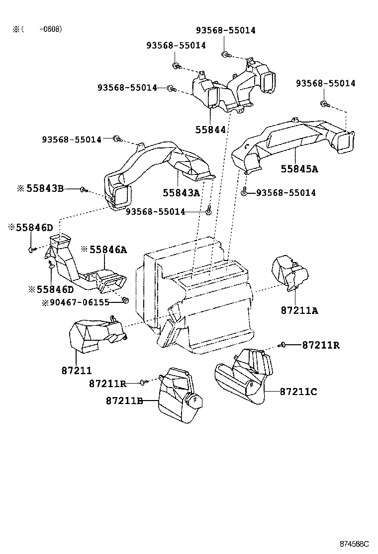 Toyota 55843-24070 DUCT, HEATER TO REGISTER, NO.1