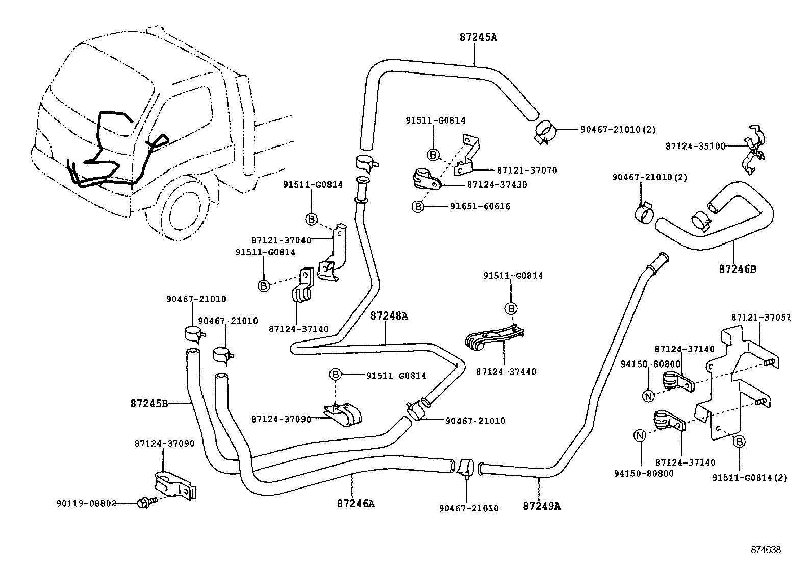 87246-37091 HOSE, HEATER WATER, OUTLET A product image