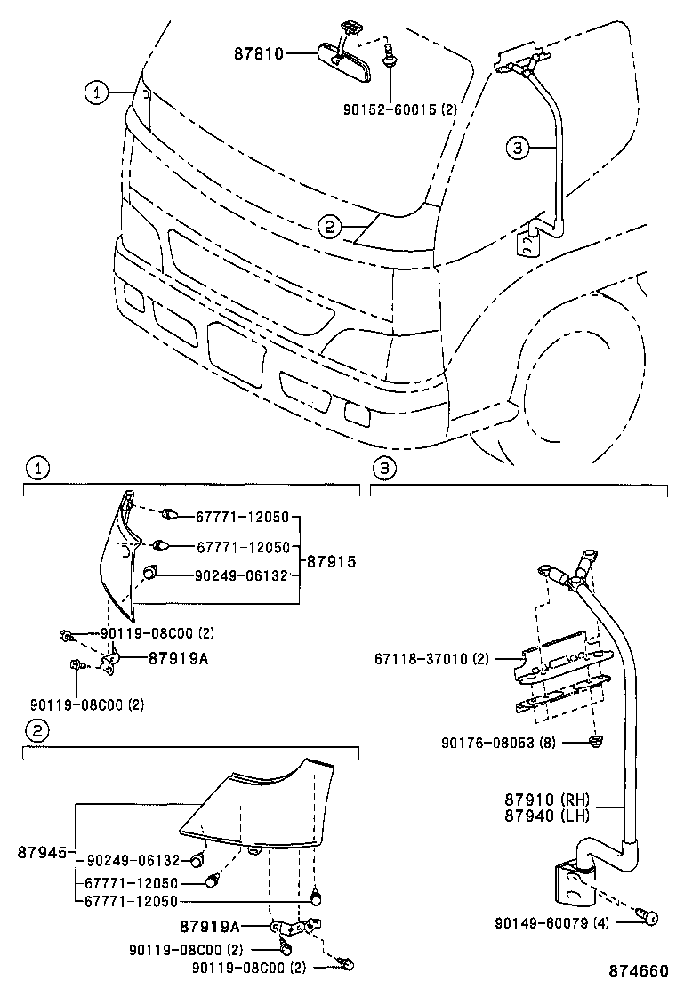 87096-37010 STAY SUB-ASSY, OUTER REAR VIEW MIRROR, LOWER LH product image