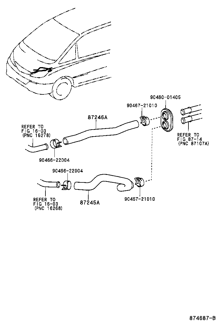 87207-28490 HOSE, HEATER WATER, OUTLET C product image