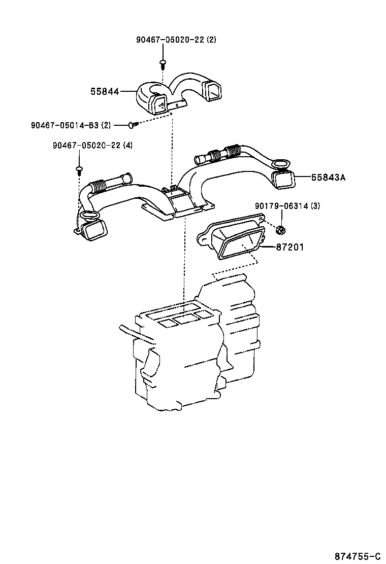55846-02070 DUCT, HEATER TO REGISTER, NO.4 product image