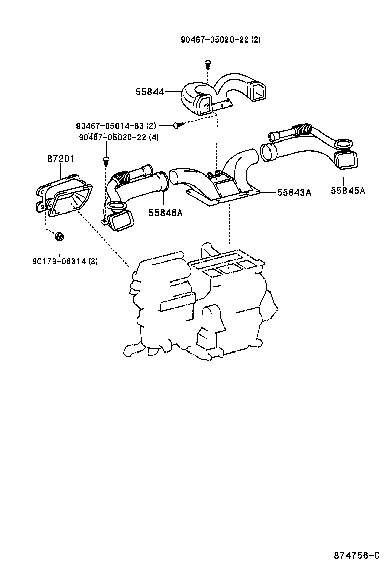 55846-02050 DUCT, HEATER TO REGISTER, NO.4 product image