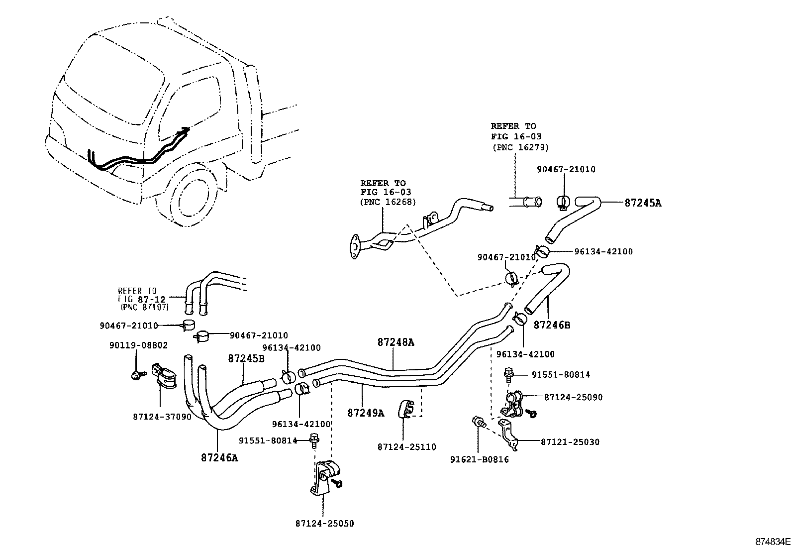 87245-25470 HOSE, REAR HEATER WATER OUTLET, B product image